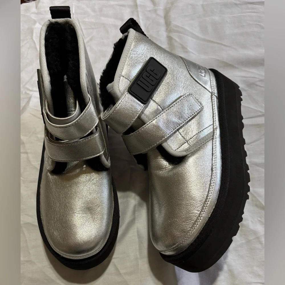 UGG Metallic Silver Boots with Black Sole